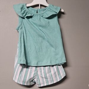 Carter's Teal and Pink Tshirt Matching Shorts Girls 18 Month Kids Matching Outfi